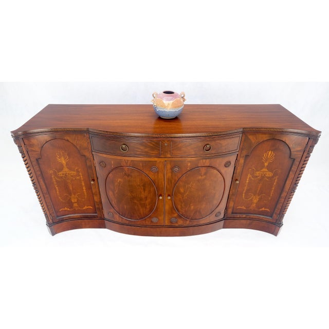 Very Fine Inlayed Serpentine Front Mahogany Sideboard Cabinet Credenza For Sale - Image 11 of 12