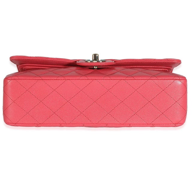 1950s Dark Pink Quilted Caviar Medium Classic Double Flap Bag For Sale - Image 5 of 8