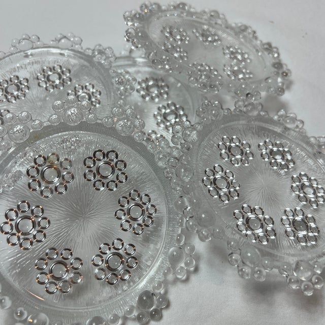 1970s 1970s Masserini Barocco "Bubble Lace" Clear Glass Coasters, Made in Italy, Set of 5 For Sale - Image 5 of 9