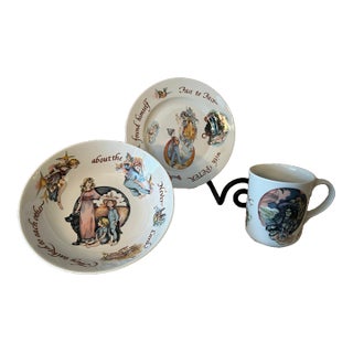 Vintage Peter Pan Children’s Dishes Set by Royal Worchester - 3 pcs For Sale