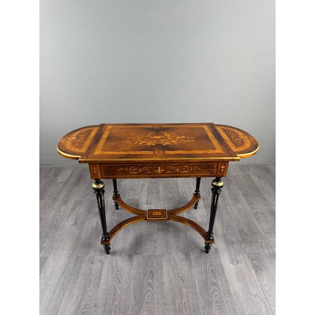 Brown 19th Century Napoleon III Marquetry Writing Table For Sale - Image 8 of 13