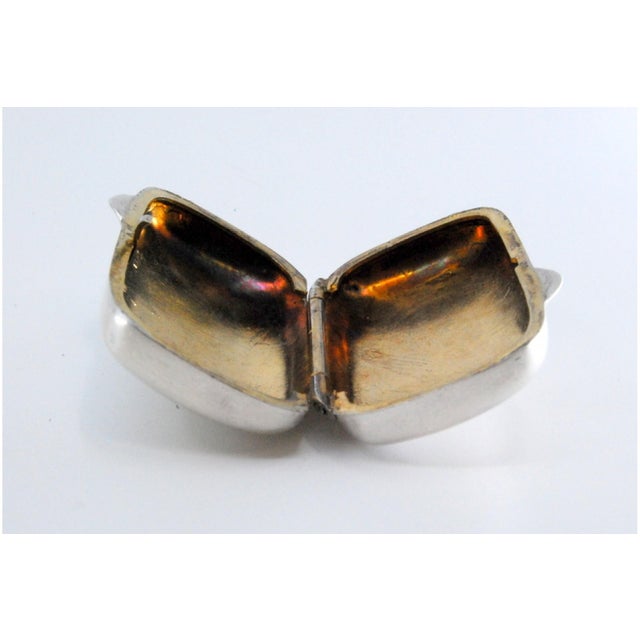 Oval Silver Pill Box with Gilt Interior For Sale - Image 4 of 11