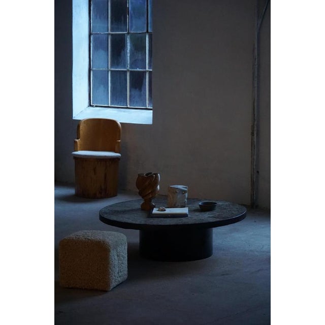 french Round Brutalist Coffee Table in Stone and Steel, 1960s For Sale - Image 10 of 16