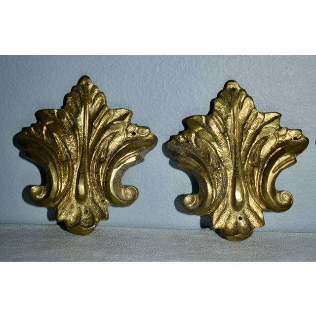 Vintage Set of Four Fleur-De-Lis Brass Ormolu For Sale - Image 9 of 11