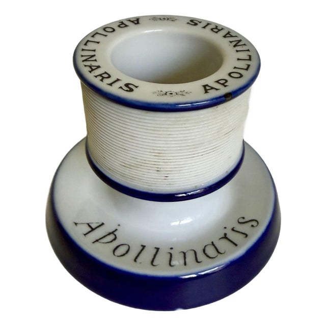Antique Apollinaris Porcelain Advertising Match Striker & Holder For Sale