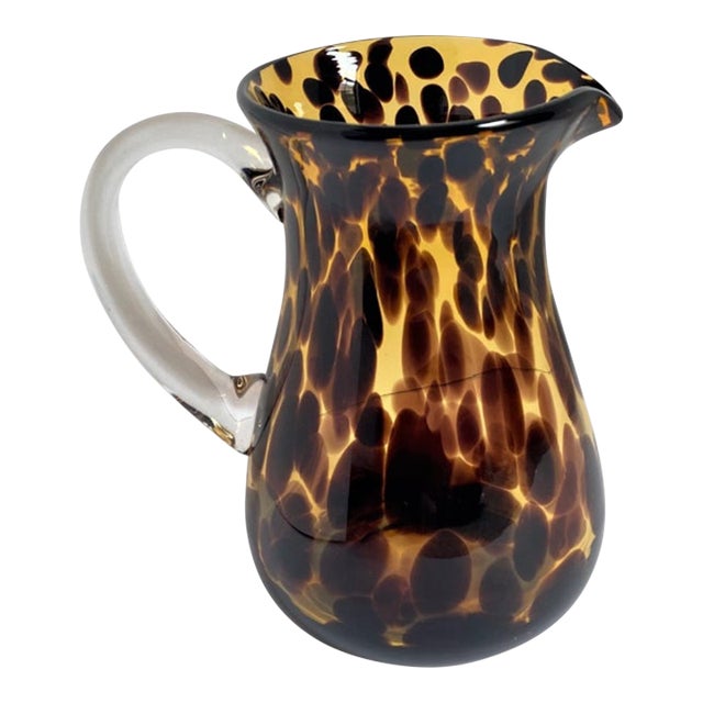 Vintage Tortoiseshell Glass Pitcher | Chairish
