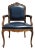Chateau d'Ax French Bergere Fauteuil Blue Leather Arm Chair For Sale