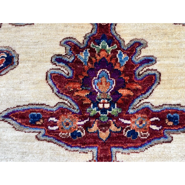Beige & Red Persian-Style Medallion Wool Rug, Natural Dyes, 5'10" X 8'5" For Sale - Image 12 of 16