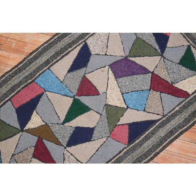 Gray American Stained Glass Hooked Throw Rug For Sale - Image 8 of 18