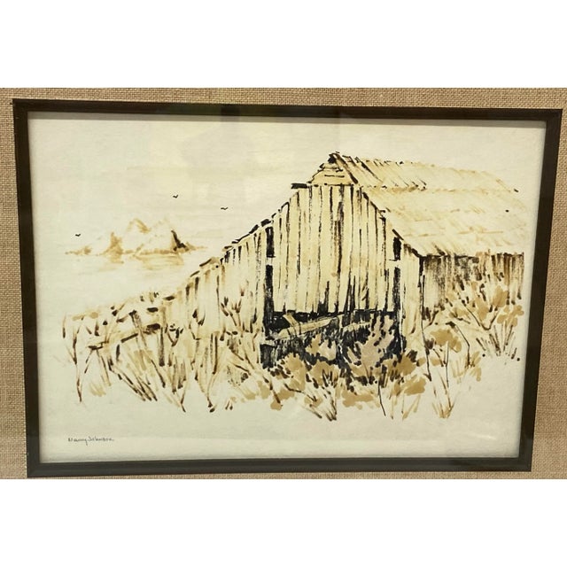 Nancy Johnson "Harlan Barn" Original Felt Pen Sketch c.1980 California school drawing by Nancy Johnson Drawing dimensions...
