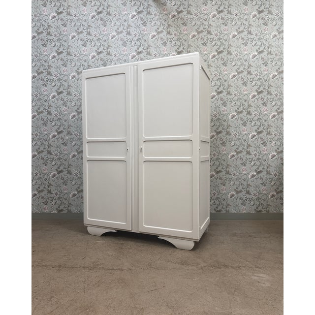 Wood Vintage White Wardrobe, 1950s For Sale - Image 7 of 12