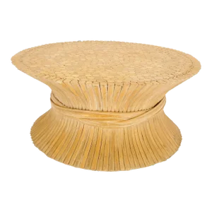 Large Round Sheath of Bamboo Round Coffee Table Mid Century Modern McGuire