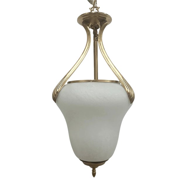 Vintage Marbled Glass Pendant Hallway Light For Sale