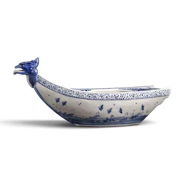 19th Century Japanese Jeweled Porcelain Dragon Ship from Mikawachi, 1890s For Sale - Image 5 of 13