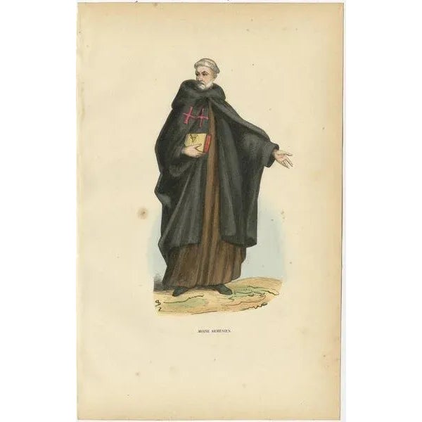 Antique print titled 'Moine Arménien' or Armenian Monk. The nowadays Mekhitarists or Mechitarists are a monastic order of...