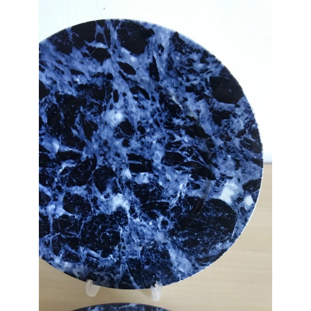 Mid-Century Modern Vintage Villeroy & Boch Marble Blue Salad Plates- Set of 5 For Sale - Image 3 of 4