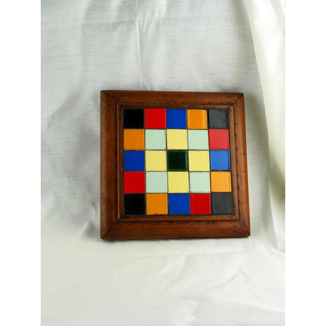 Mid-Century French Multicolor Tiled Trivet For Sale - Image 10 of 11