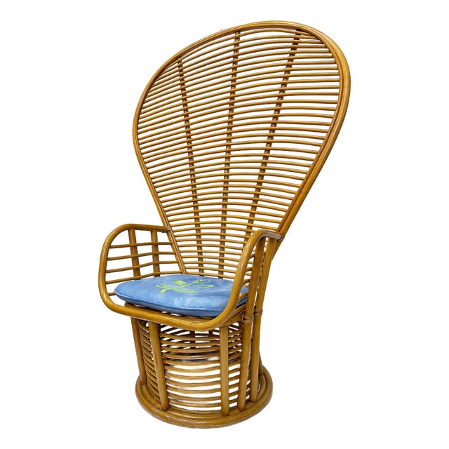 Substantial Coastal Sculptural Rattan, Reed Peacock Chair, Great Condition For Sale