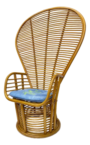 Substantial Coastal Sculptural Rattan, Reed Peacock Chair, Great Condition