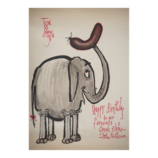 Elephant Grec Drawing by Ronald Searle For Sale