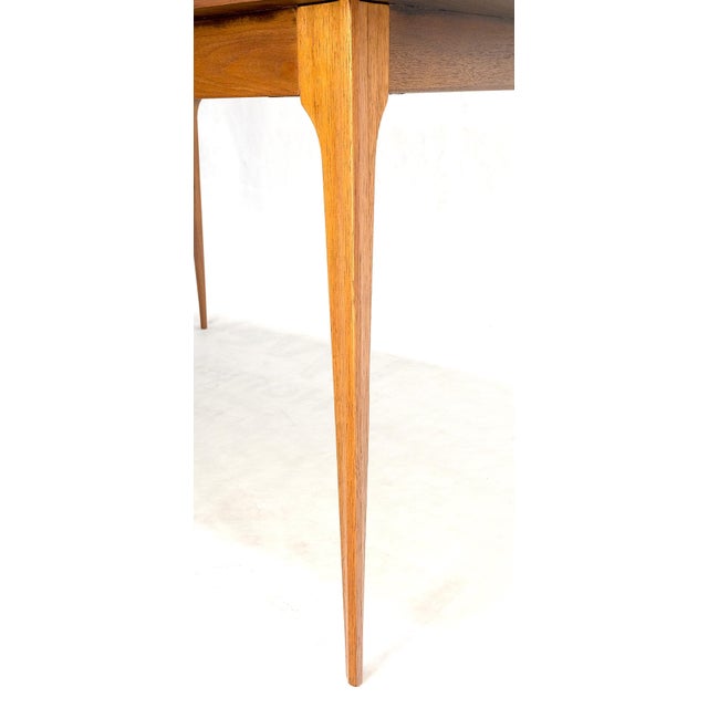 Tapered Legs Walnut 3 Leaves Danish Mid Century 66" Long Dining Table MINT! For Sale - Image 9 of 13