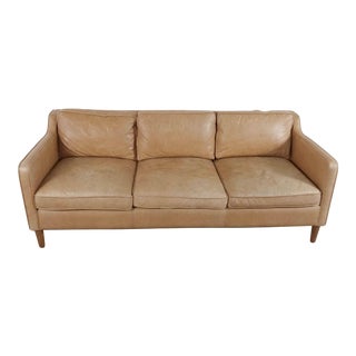 West Elm Leather Sofa For Sale