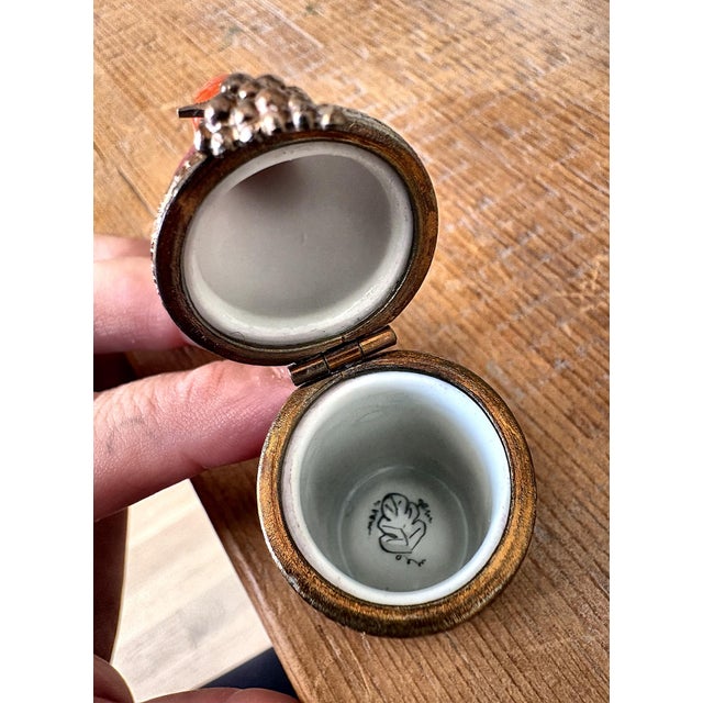 French Vintage Limoges Hand-Painted "Vin De Bordeaux" Wine Bottle Trinket Box For Sale - Image 3 of 6