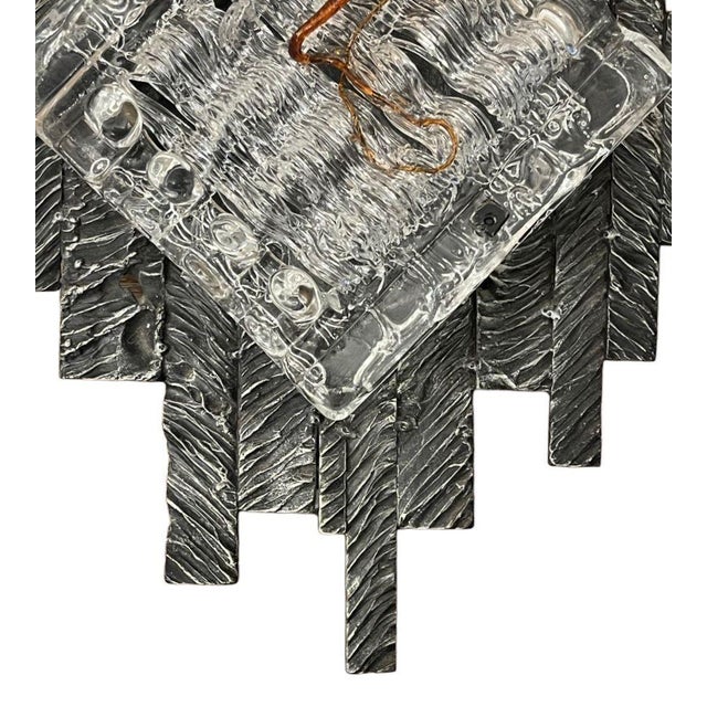 Transparent Pair Italian Brutalist Glass Sconces by Albano Poli for Poliarte Italy, 1970's. For Sale - Image 8 of 11