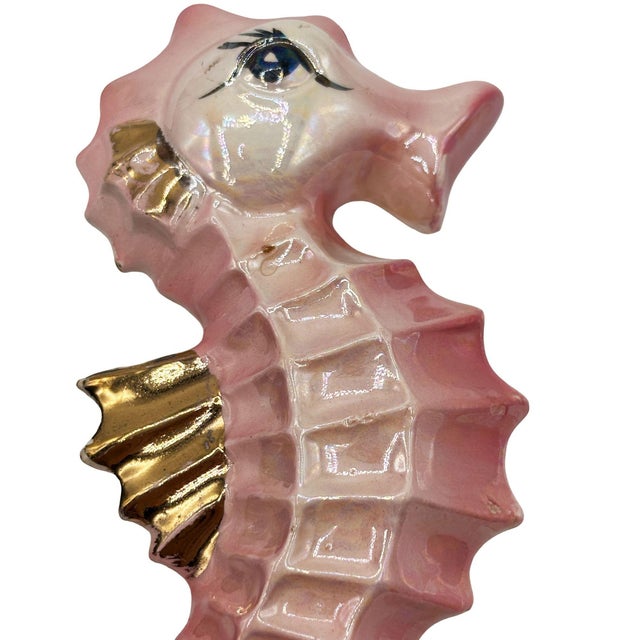 Original Mid-century ceramic wall sculpture featuring a burnettte mermaid and a seahorse. This classic pin-up-inspired...
