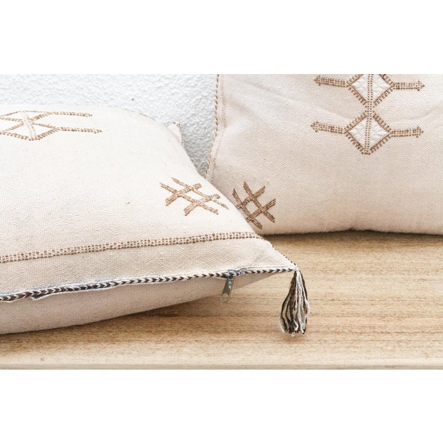 Pair of Amber Clay Large Silk Rug Pillows For Sale In Los Angeles - Image 6 of 8