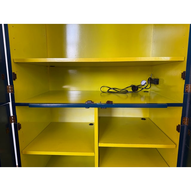 Refinished Vintage Teal Lacquer Armoire For Sale - Image 9 of 10