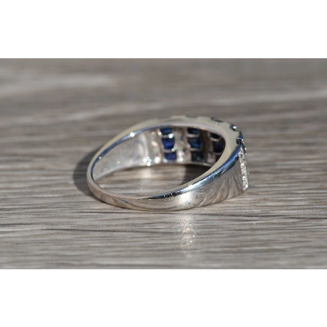 The Enotera: Ladies 14K White Gold Sapphire and Diamond Band For Sale - Image 4 of 9