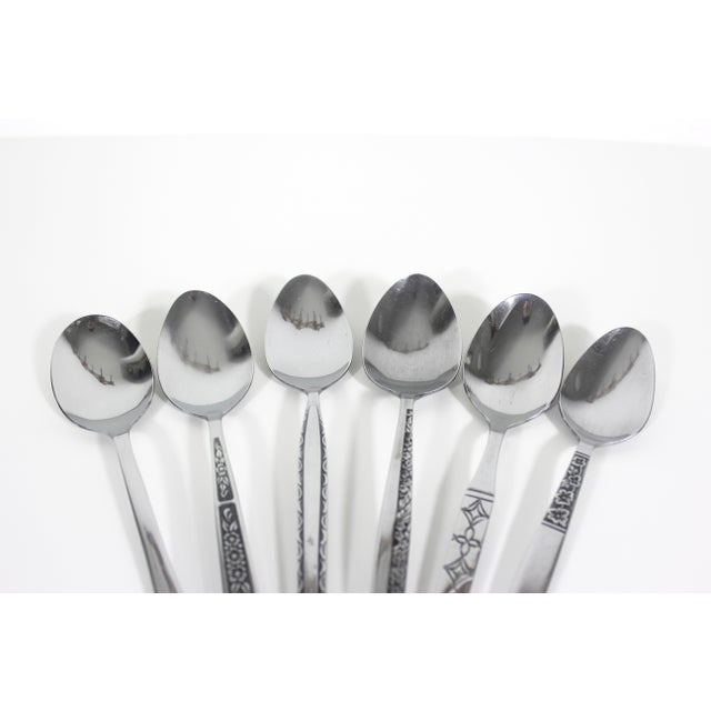 Mid-Century Modern Vintage Mid Century Modern Stainless Steel Soup or Table Spoons, Mismatched Table Setting - Set of 6 For Sale - Image 3 of 9