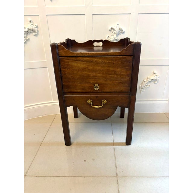 Wood Antique Georgian Mahogany Tray Top Bedside Table, 1780s For Sale - Image 7 of 10