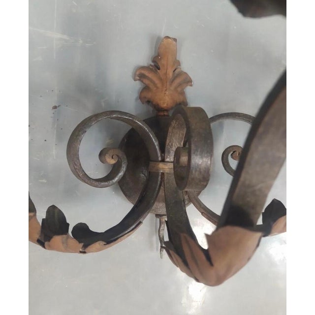 Vintage Art Deco Wall Sconces in Wrought Iron, 1925, Set of 2 For Sale - Image 6 of 9