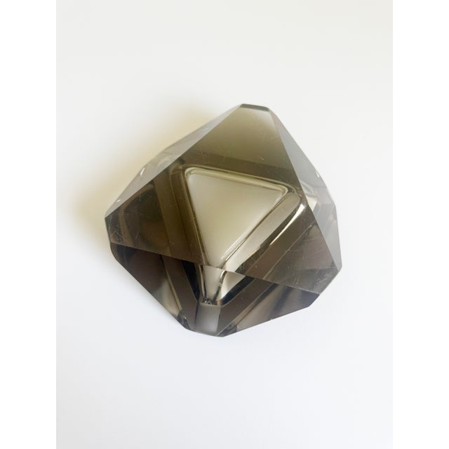 1960s Smoked Glass Faceted Ashtray For Sale - Image 11 of 11