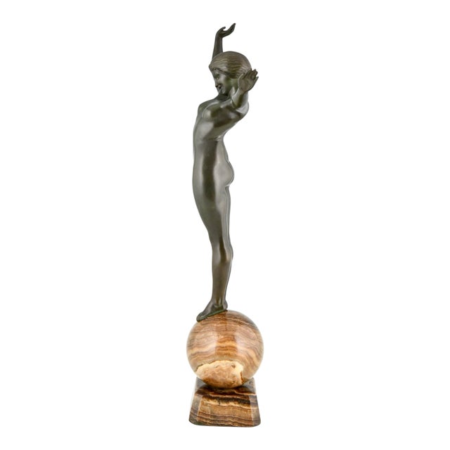 Maurice Guiraud Rivière, Nude, Ball Dancer Balance, 1925, Bronze on Marble Base For Sale - Image 4 of 13