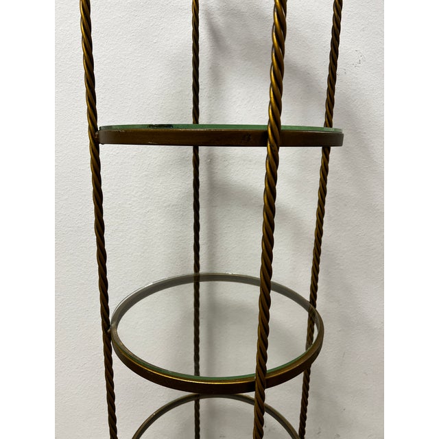 Round 1960s Bronze Iron Etagere With Glass Shelves Chairish