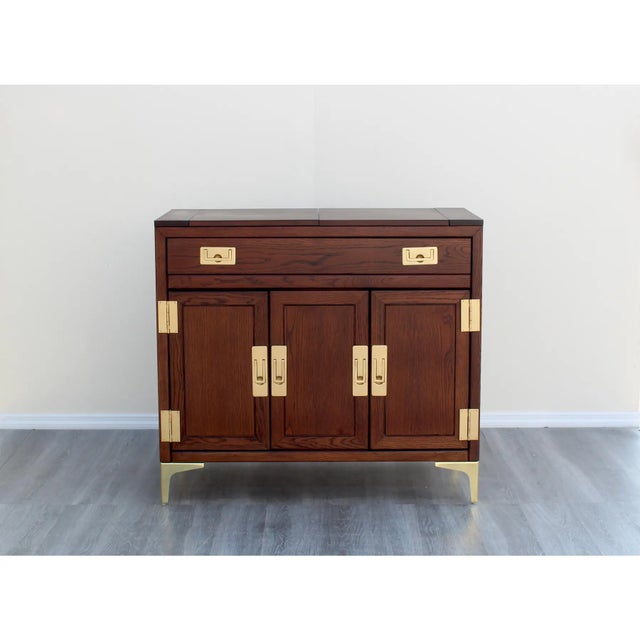 Wood 1970's Campaign Style Bar Cabinet For Sale - Image 7 of 7