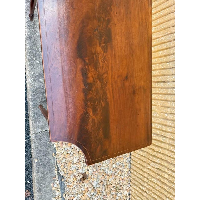 Antique Federal Sheraton Style Inlaid Flame Mahogany Folding Top Card or Gaming Table For Sale - Image 4 of 18