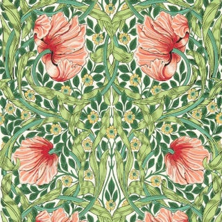 Morris & Co Pimpernel Wallpaper in Shamrock/Watermelon - a Sample For Sale