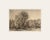 Early 1900's Antique French Charcoal Bucolic Valley Landscape Scene on Paper With Mat For Sale