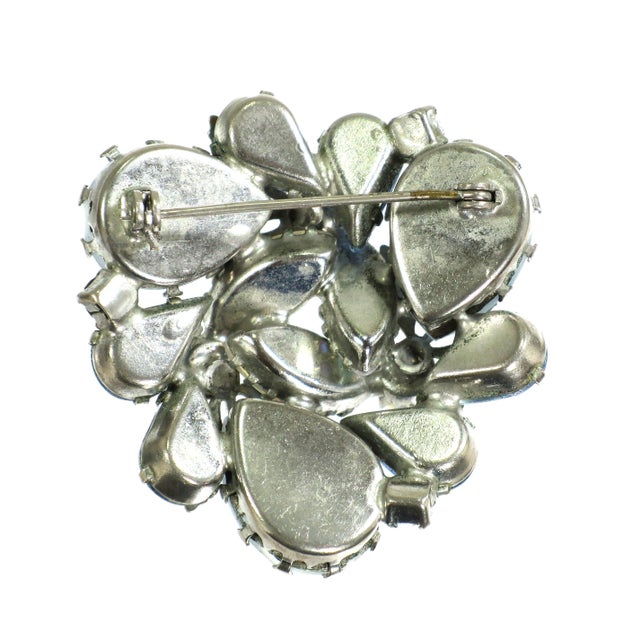 Vintage 1950s Blue Carved Art Glass Brooch For Sale In Orlando - Image 6 of 6