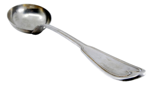 Silver Soup Ladle with a Strip Along the Handle