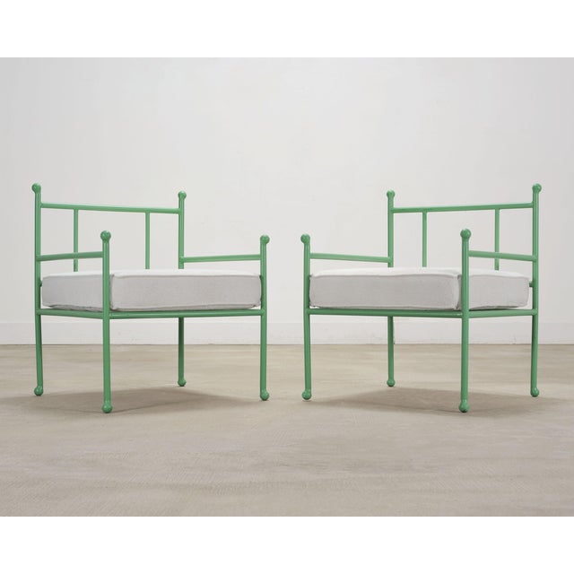 Set of Four French Mid-Century Iron Garden Lounge Dining Armchairs For Sale In Sacramento - Image 6 of 18