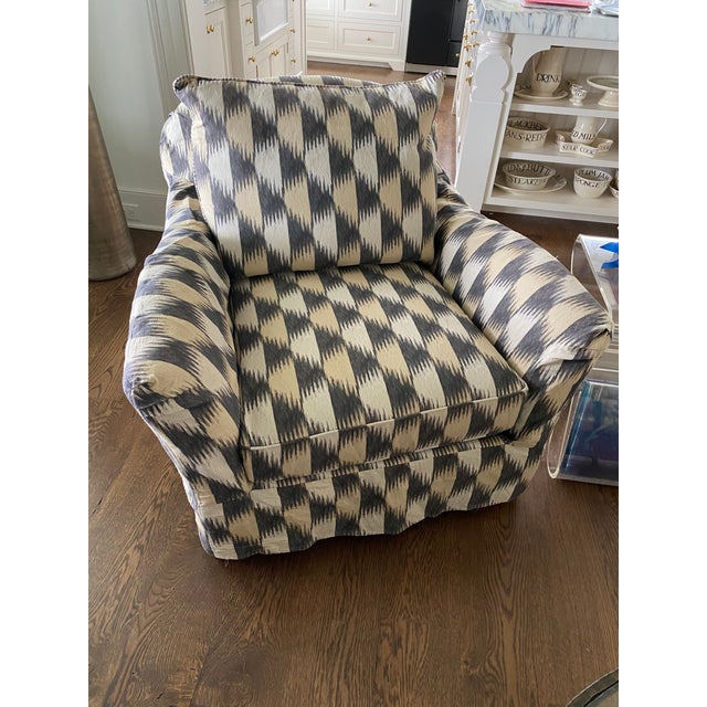 Textile Contemporary Upholstered Extra Wide Arm Chair With Slip Cover For Sale - Image 7 of 7
