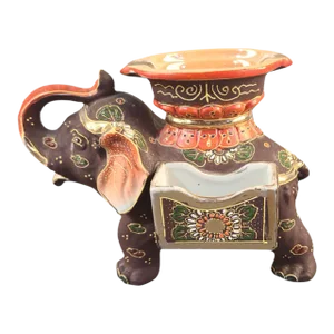 Vintage Japanese Satsuma Lucky Elephant Smoke Stand Match Holder Ashtray