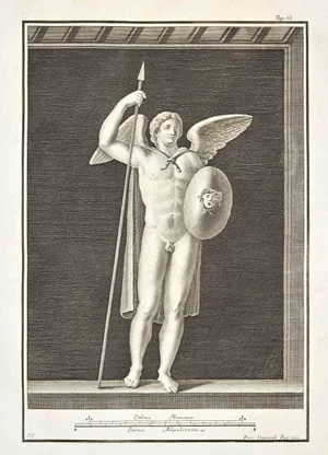 Francesco Cepparoli, Ancient Roman Fresco Herculaneum, Etching, 18th Century