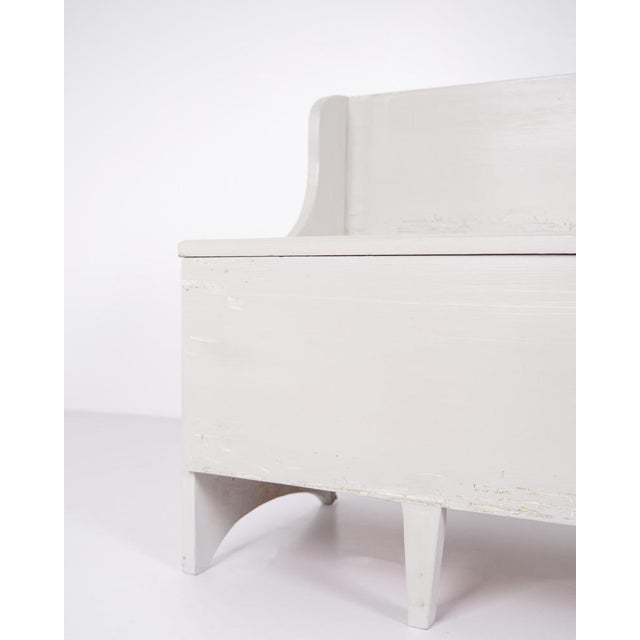 Antique Grey Storage Bench in Pine Wood, 1890s For Sale - Image 6 of 11