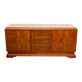 Art Deco Swedish Burlwood Sideboard, C. 1930s For Sale